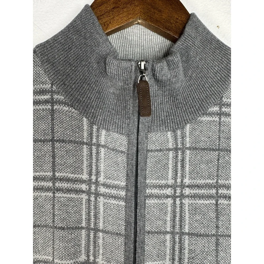 TASSO ELBA MENS SWEATER Size XL‎ GRAY FULL ZIP CARDIGAN